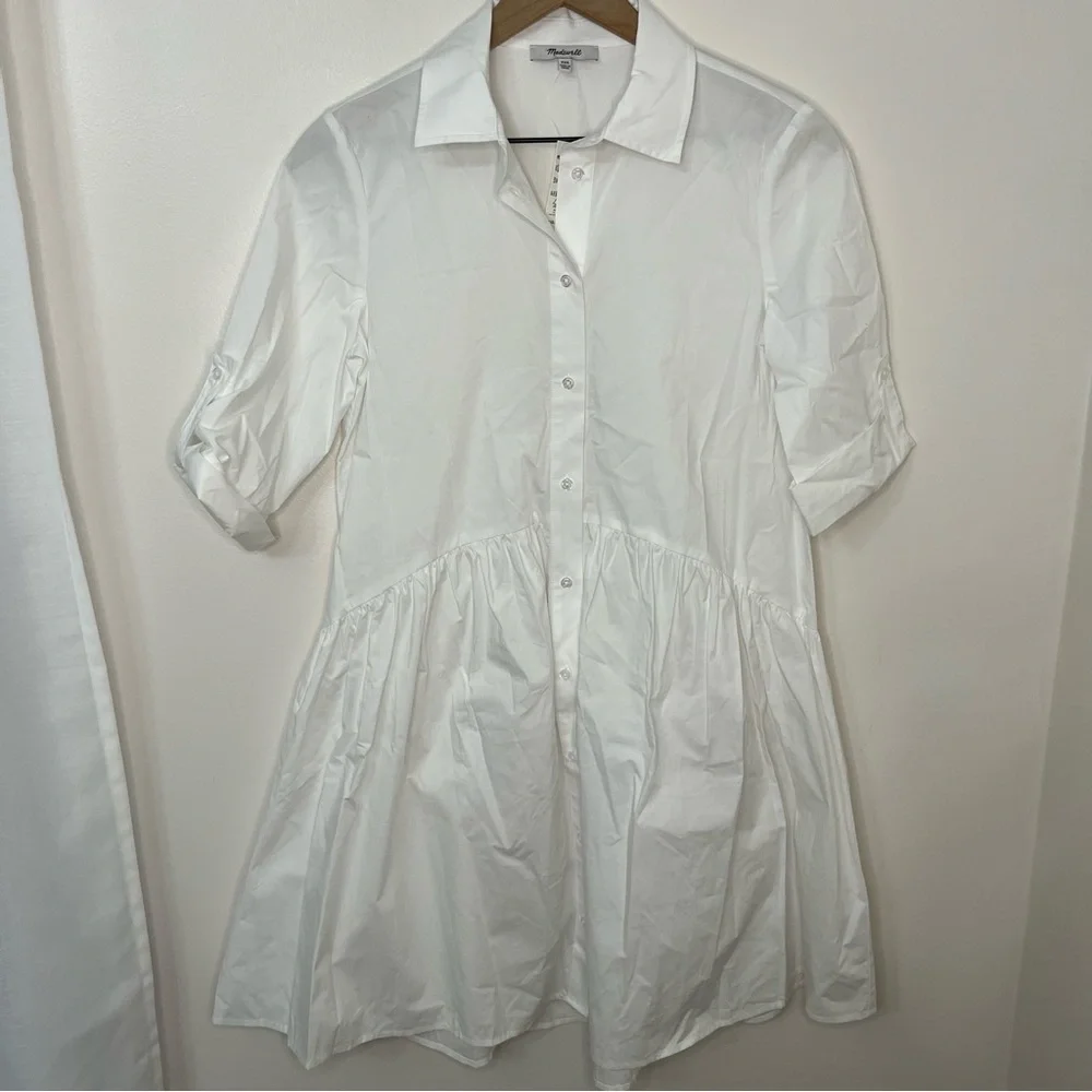 NWT Madewell Button-Front Mini Shirtdress in Poplin Women's Regular XXS Resort - Picture 6 of 11